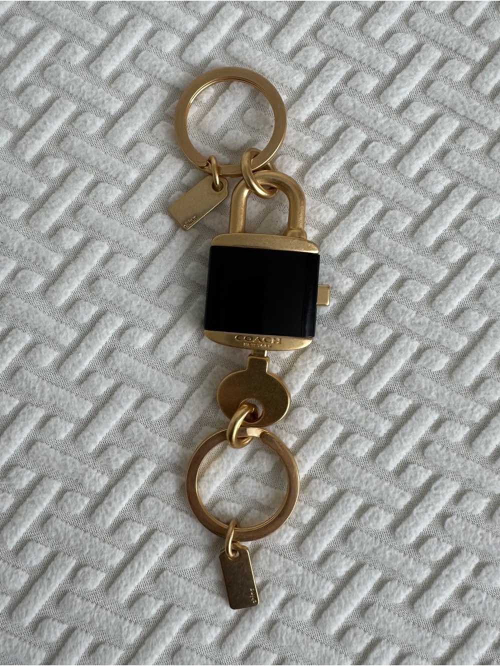 Coach Black and Gold Padlock Key Ring - Picture 2 of 4